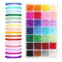 Kotak Kit Aksesori Manik-Manik Warna Pelangi 6mm 40/28/24 Grid untuk Membuat Kalung, Gelang, Anting, Rantai Ponsel, Bahan Dekorasi DIY Desain Kreatif - MultiWarna - View 15
