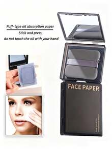 200pcs Pack Of Portable Facial Oil-Absorbing Sheets For Both Men And Women, Includes A Mirror And Makeup Puff; Simple And Easy To Use. - Multicolor - View 8