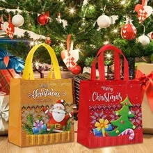 1/4/12PCS Christmas Snowman & Santa Claus Laminated Non-Woven Fabric Tote Bags, Shopping Gift Bags - Multicolor - View 9