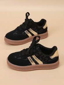Kids Patchwork Colorblock Casual Sports Shoes Casual Skate Shoes - Black - View 3