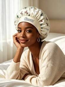 1pc Women's Satin Sleep Cap, 12 Zodiac Print Oversized Night Cap, Loose Elastic Band, Lightweight Silky Hair Protection Cap - Multicolor - View 6