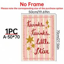 1pc Shiny Star Print Baby Room Decor, Pink Girl Room Canvas Wall Art Poster, Suitable For Home Decoration, Aesthetic Style, Frame Optional - Multicolor - View 16