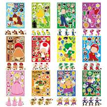 SUPER MARIO BROS. 1set/12pcs This Set Of Cartoon Facial Patch Stickers Allows You To Freely Exchange Facial Combinations And New Expressions, Making It Perfect For Parent-Child Handmade Interaction. It Can Be Used As A Birthday Gift For Children (Stochastic Style) - Multicolor - View 1