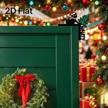2D Flat Model Cute Black Cat Door & Window Decoration, Artificial Christmas Wood Material, With Winter Theme Accessories, Includes Cute Black Cat Wearing Christmas Hat And Scarf, Suitable For Indoor/Outdoor Door & Corner - Multiple Styles - View 6