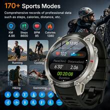 KENPANG First Offline Map Smartwatch For Men & Women, Built-In GPS, Downloadable Offline Maps, GPS Positioning And Navigation Without Phone, 5ATM (50m) Waterproof, Swimming Support, 1.43-Inch 466*466 Ultra-Clear AMOLED Screen, 170+ Sports Modes, Bluetooth Voice Calls, Compass, Altimeter, Barometer, Zinc Alloy Case, Health Monitoring, Sleep Tracking, Weather Forecast, Fitness Tracker For Men & Women, Compatible With IOS & Android, Essential For Outdoor Adventure - View 6