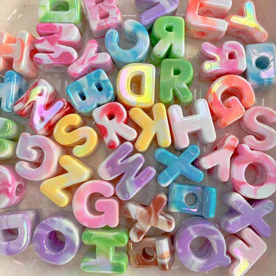 18/38/58 Random Acrylic Letter Beads, Large Letter Beads, Suitable For Keychains, Bag Charms, Mobile Phone Chains, Bracelets, Etc. - Assorted Colors - View 1