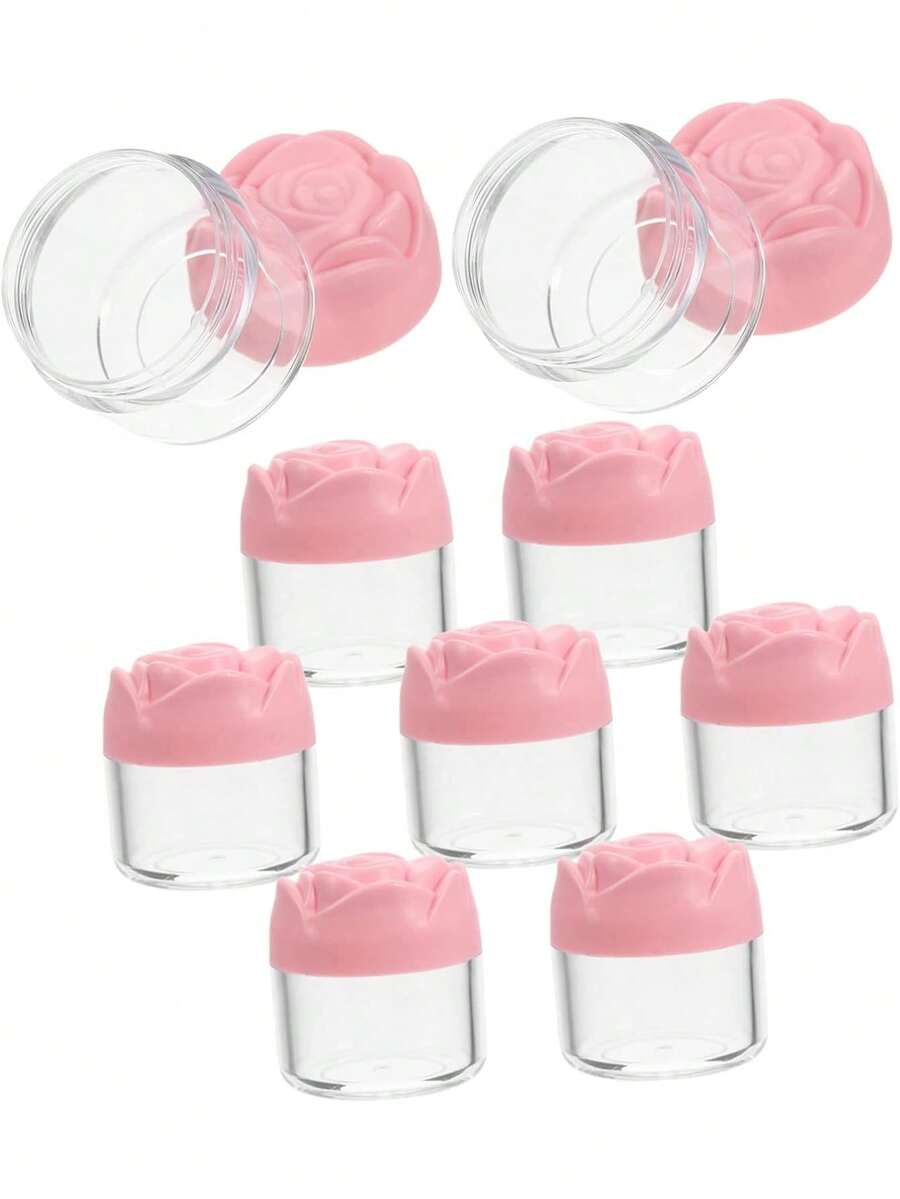 1/12/24/36pcs Plastic Cosmetic Cream Containers Empty Round Transparent Jars With Rose Lid Reusable Empty Cream Jars Mini Cosmetic Containers Suitable For Cream, Lotion Plastic Cosmetic Container Jars Empty Cream Containers Travel Cream Containers 20g - Multicolor - View 1