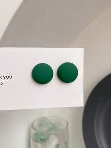 1 Pair Of Casual Popular Round Lacquered Ear Studs - Red - View 9