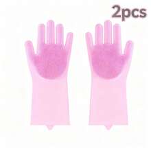 2Pcs Multi‑Purpose Silicone Scrubber Gloves, Waterproof Soft Bristle Cleaning Gloves, Reusable Household Gloves For Pet Dog Cat Bathing, Kitchen Dish Washing, Pot Scrubbing & Body Exfoliating, Hangable Design - View 8