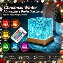 2026 Mini Remote Control Christmas & Halloween Themed Smart Light | 16-Color Aurora Water Ripple Projection Lamp | Smart Rotating Multi-Color Light Effects | Touch Control Color Change | Ice Crystal Cube Mood Light | For Bedroom | Bedside | Desktop - Multicolor - View 2