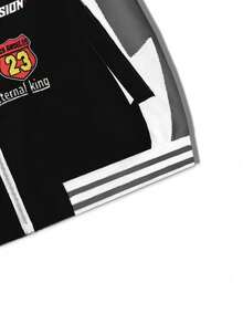 Y2K Vintage Racing Jacket Unisex Colorful Patchwork Print Zipper Flight Jacket Streetwear Speed Motorcycle Racing Jacket Retro Hip Hop Baseball Jacket - Grey - View 5