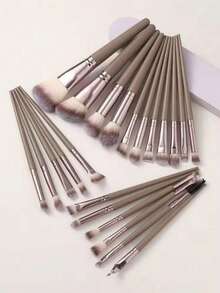 [Champagne Gold] 18-20-22-25-30pcs Makeup Brush Set, High-Quality Synthetic Bristle Eyeshadow Blending Brush Set, Makeup Tools - Coffee Brown - View 7