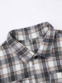 Mercer Haus Men's Casual Fashion Versatile Minimalist Elegant Grey & White Plaid Overcoat - Grey - View 5