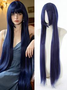 40 Inch Long White Women's Synthetic Wig, Straight Wig With Bangs, Black Wig, Pink Wig, Red Wig, Brown Wig, Blonde Wig, Cosplay Wig Middle Part Natural Straight Hair, Suitable For Daily Wear And Halloween Costume Party - Multicolor - View 18