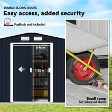 9 X 6ft Metal Shed, Outdoor Storage House With Ventilation Slots, Foundation Kit And Lockable Double, Dark On-Site - 1 - View 5