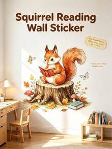 2pcs/1set - Forest Theme Healing Reading Corner Animal Wall Stickers, Suitable For Back To School Season - Multicolor - View 3