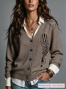 ASHKATIA Women's Plus-Size Fall And Winter Clothing, Zebra Print, V-Neck Button Cardigan Curve Plus - Multicolor - View 8