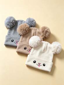 1/3pcs Solid Color Warm Rabbit Knit Hat, Suitable For Infants, Girls And Boys In Autumn/Winter, Perfect As A Cozy Home Party Gift For Babies - Multicolor - View 24