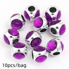 10pcs/Pack Zinc Alloy Three-Sided Rhinestone Large Hole Beads, Bohemian Alloy Loose Beads, DIY Bracelet Necklace Pendant Jewelry Making Accessories - Large-hole Beads - View 12