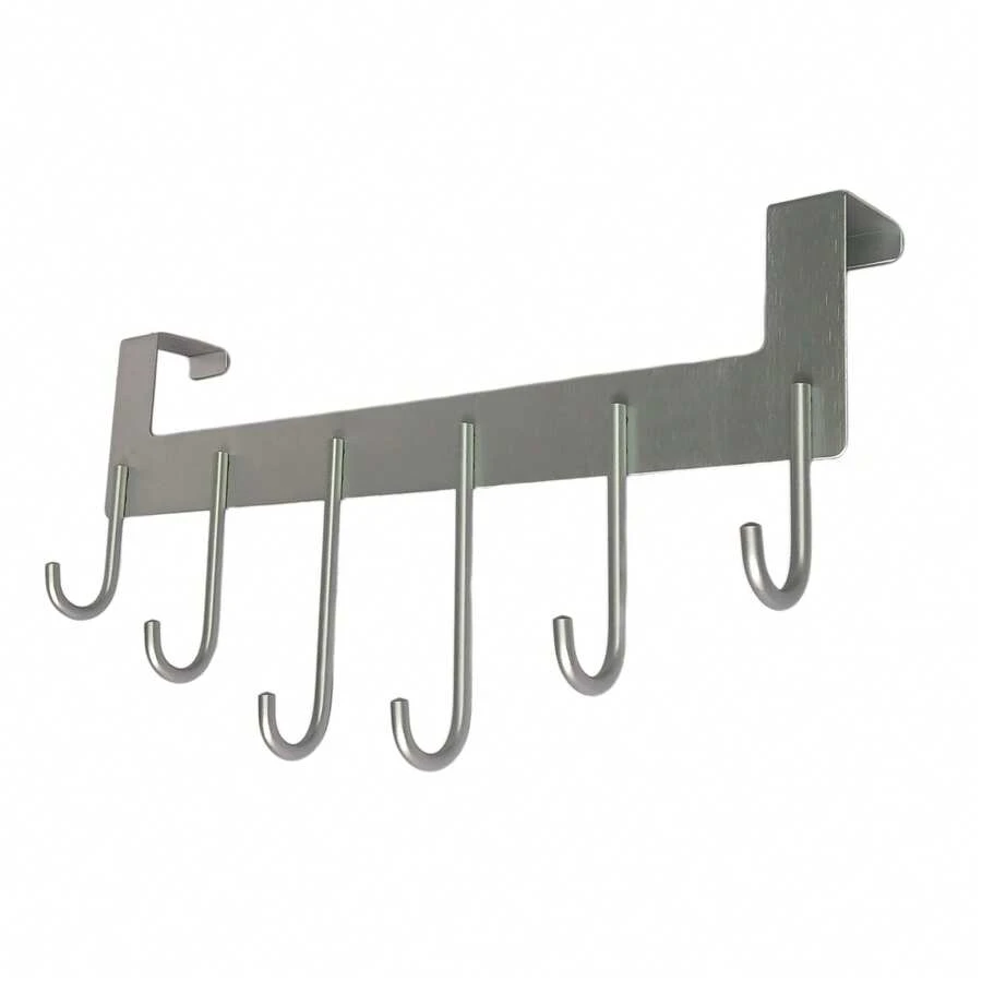Space Aluminum Door Hook, One-Piece Molded Base Plate For Better Stability, 7mm Diameter Aluminum Hook With Smooth Surface To Prevent Clothing Damage, Staggered Length Hooks For Convenient Use, Suitable For Bedroom, Bathroom, Living Room And Other Scenes - View 1