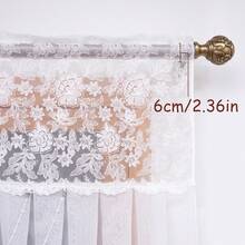 FLYINGCURTAINS White Lace Window Valance Curtain, Floral Embroidery Sheer Short Curtain, Semi‑Transparent Light‑Filtering Kitchen Cafe Curtain, Small Window Decor For Bedr - White - View 5