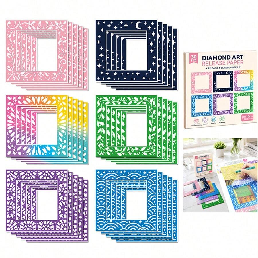 Colored Reusable Diamond Painting Segmented Frame Release Film, Non-Stick Transparent Release Paper, 5D Diamond Painting Accessories And Tools, Suitable For Diamond Painting Enthusiasts.