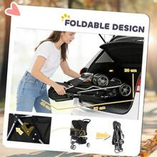 3 Wheel Pet Stroller Small And Miniature Dogs, Black On-Site - 1 - View 5