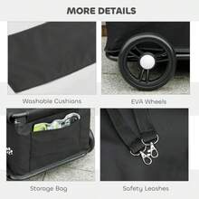 Pet Wagon Cart, Dog Stroller For Small Dogs And Cats With 4 Wheels, Safety Straps, Storage Bag, Mat - 1 - View 7