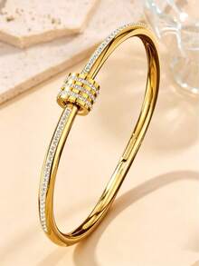1pc/4pcs Stainless Steel Clover Bracelet, Cross-Border Hot-Selling European And American Fashion Gold-Plated Non-Fading Bracelet - Gold - View 9
