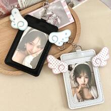 Ins Wing Double Layer Leather Card Holder, ID Badge Holder, Access Card, Campus, Fan, Bus, Meal Card Protective Sleeve - A - View 5