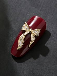 30pcs/20pcs/10pcs Metal Bow Nail Art Charms, Shiny Rhinestone & Pearl Inlaid Alloy Nail Decorations, Luxury 3D Bow Nail Accessories For DIY Nail Art - Multicolor - View 7
