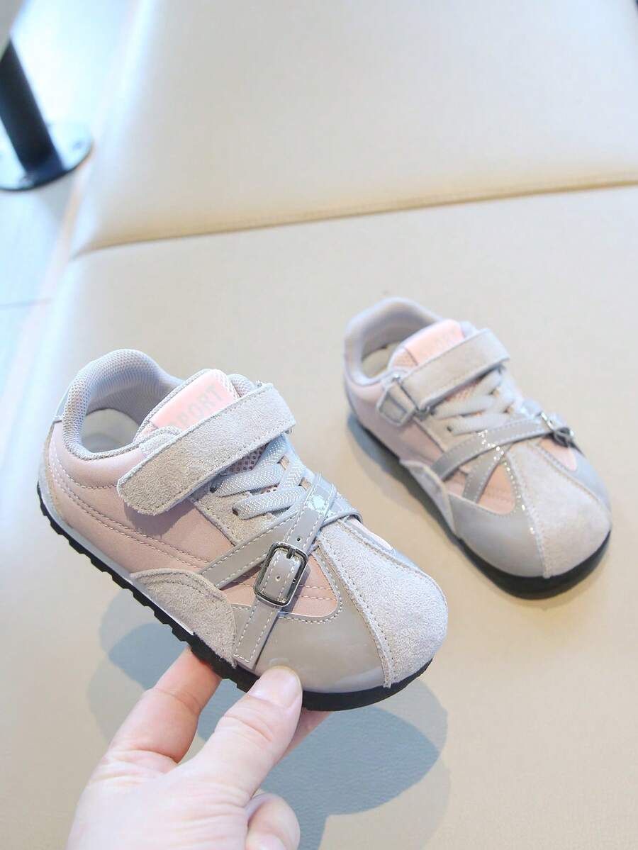 1 Pair All-Season Unisex Kids Hook-And-Loop Versatile Comfortable Casual Non-Slip Flat Bottom Student Sports Shoes - Pink - View 1