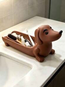 Dachshund Tray Decor Ornament, Desktop Decoration, Home Decor, Dachshund Shaped Decorative Tray, Key Storage Rack, Makeup Brush Storage Rack, Bathroom Drainage Decor, Stationery Storage Tray - Multicolor - View 7
