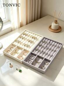 Velvet Jewelry Tray, Jewelry Display And Storage Box Valentine Day Back To School - Beige - View 9