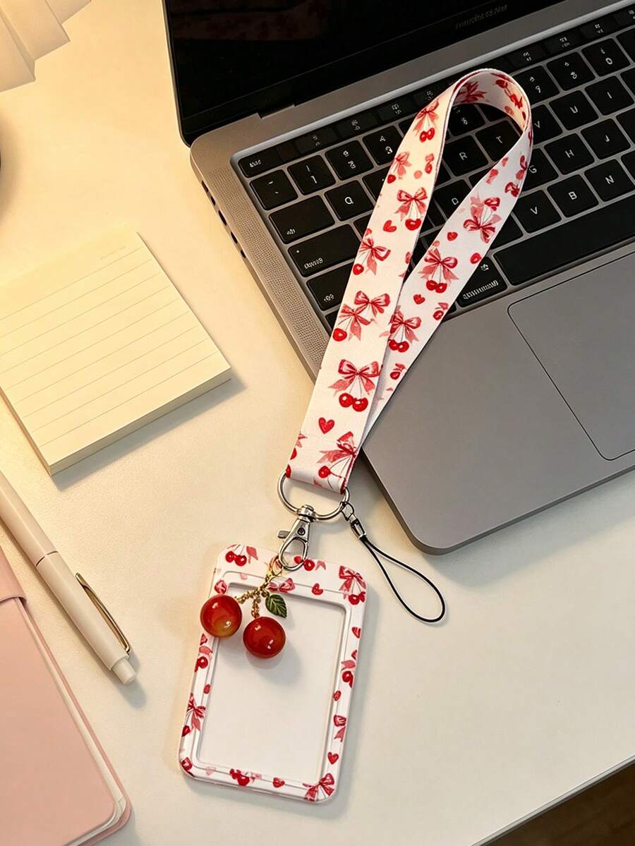 Tempat Kartu Identitas Kerja Bermotif Ceri dan Pita yang Lucu, Dilengkapi dengan Gantungan Ceri yang Elegan dan Tali Pengikat Anti-Hilang. Tempat Kartu, Kartu Bus, Penyimpanan Kartu Bank, Cocok untuk Sekolah, Perusahaan, Perjalanan, Hadiah Ulang Tahun, Hadiah Pesta, Hadiah Halloween dan Natal. - MultiWarna - View 1