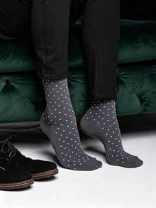 1/5 Pairs Men's Polka Dot Mid-Calf Socks, Business Casual Dress Socks, Multiple Colors Available, Suitable As Men's Gift - Multicolor - View 4