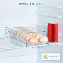 Stackable Automatic Rolling Egg Holder 14‑Egg Capacity, Clear Fridge Egg Storage Bin With Lid, Removable Refrigerator Egg Organizer Container - View 3