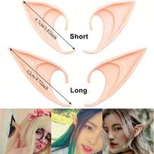 2 Pairs Fairy Ears, Soft Pointed Ears For Cosplay, Magic Makeup Ball Vampire Ears Costume Accessories, Suitable For Halloween/Christmas - Multicolor - View 5