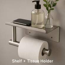 Stainless Steel Wall-Mounted Toilet Paper Holder With Shelf - Stylish Bathroom Accessory, Space-Saving - A - View 5