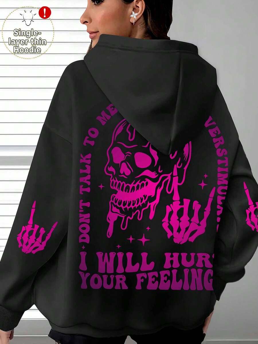 Sweatshirt Kasual Ukuran Besar untuk Musim Gugur/Dingin, Pakaian Ideal untuk Anak Perempuan di Musim Gugur/Dingin, Warna Hitam - Hitam - View 1