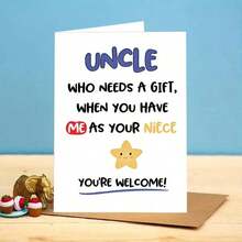 OBOVAY 1pc Funny Birthday Card For Uncle, With Envelope, Humorous Birthday Card For Uncle, "Having Me As Your Niece Is Enough" Birthday Card Niece - New Arrival - View 4