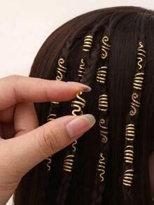 20pcs Alloy Braid Hair Clips, Snake-Shaped Personalized Braided Hair Rings, Irish Party Girls Accessories, Fairy Party Hair Clips - Gold - View 1