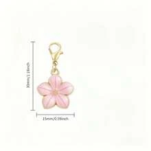9pcs Fashionable Pink Alloy Cherry Blossom Pendant Keychain Set, Cute Bag Charm, Suitable For Women's Bag Accessories/Car Keychains - Pink - View 4