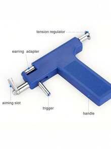 Professional Ear, Body, Nose, Navel, Lip, Tongue Piercing Gun Tool Kit With Studs, Reusable, Healthy, Sterile Piercer - Blue - View 5