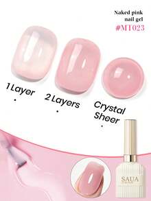 SAUA 15ml Nude Pink Gel Polish, Nude Nail Art Gel, LED Semi-Permanent Removable Nail Lacquer, All Season Versatile Style - Multicolor - View 1