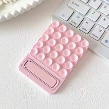 1PC Macaron Suction Cup Phone Stand, Single-Arm Metal & Silicone Minimalist Adhesive Back Mount With Self-Adhesive Tape, Non-Slip Pad, Car Mount, Creative Foldable Soft Silicone Desktop & Bathroom Universal Phone Holder - Multicolor - View 13