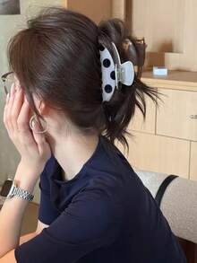 1件女款波點髮夾，可愛亮面髮爪夾，休閒日常髮型髮飾 - 彩色 - 查看 4