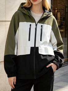 New Women's Spring/Autumn Outdoor Lightweight Zipper Jacket - Olive Green - View 1
