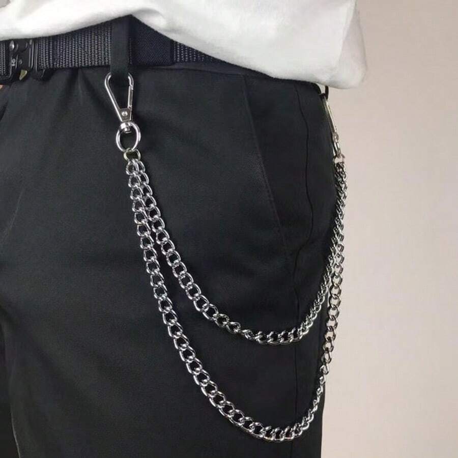 1pc Minimalist Fashion Men's Jeans Chain Punk Style Hip Hop Pants Chain Waist Chain Women's - Silver - View 1