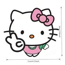 SANRIO 1pc Cartoon Hello Kitty Cat KT Sticker, Car Exterior Decal, Vinyl Scratch-Resistant Decorative Sticker, Motorcycle Sticker, Laptop Sticker, Hello Kitty Fan Gift, Ideal Choice For Family And Friends - A - View 7